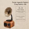 Mini Portable Wireless Audio Wood Speaker Retro Large Volume Gramophone -1519-01