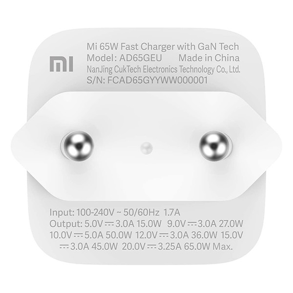 Xiaomi Mi 65W Fast Charger With Gan Tech EU, BHR4499GL-2040