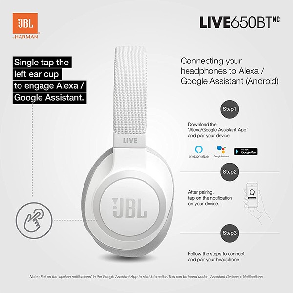 JBL Live Headphone 650 BT NC White-3343