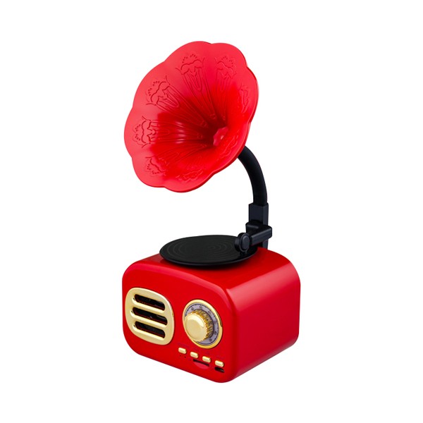Mini Portable Wireless Audio Wood Speaker Retro Large Volume Gramophone -1516