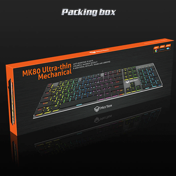 Meetion MT-MK80 chocolate keycap Ultra-thin Mechanical Keyboard-2741