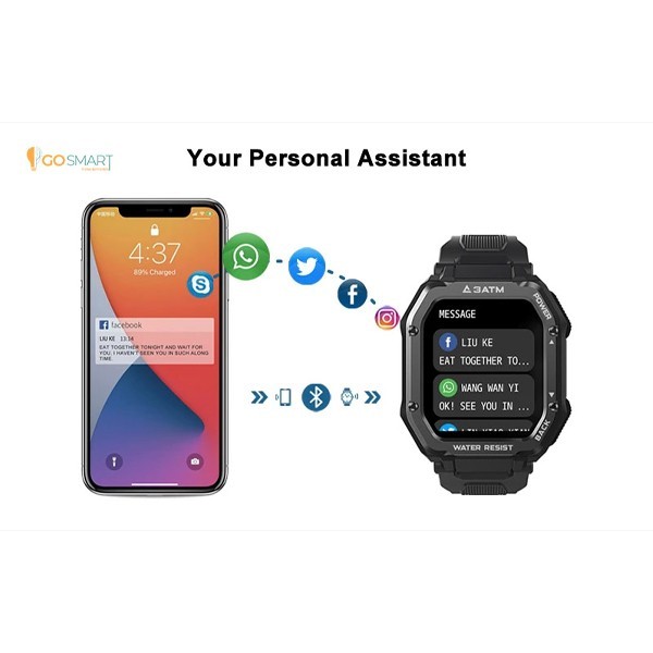 Super Tough Military  Go Smart  Ruf and Tuf Smartwatch,Charcoal Black-702