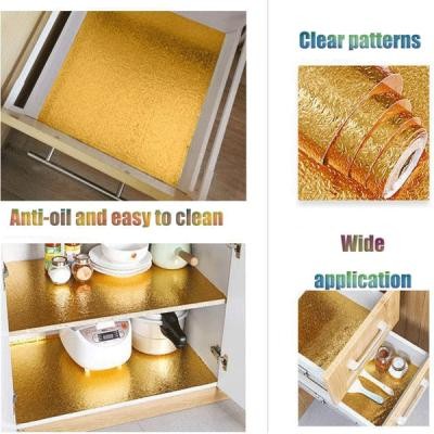 5 m Self Adhesive Kitchen Use Waterproof And Oil Proof Aluminum Foil Wrapping Paper, Gold-3983