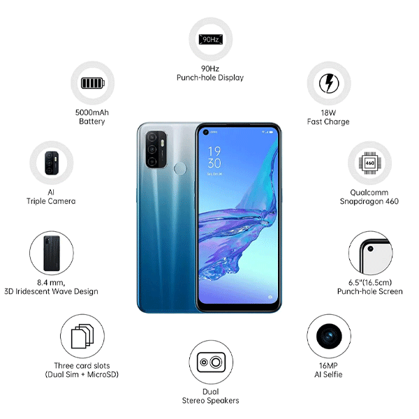 OPPO A53 4GB & 64GB Storage, Fancy Blue-4055