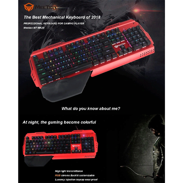 Meetion MT-MK20 Mechanical Keyboard Gray-3027