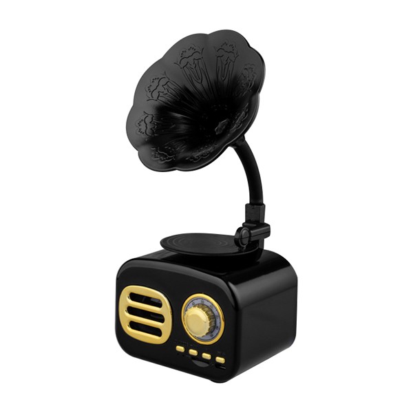 Mini Portable Wireless Audio Wood Speaker Retro Large Volume Gramophone -1520