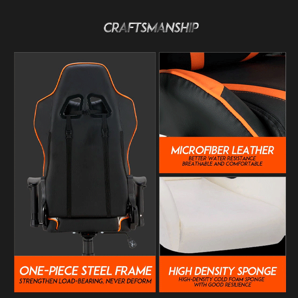 Meetion MT-CHR15 Gaming Chair Black+Orange-3137