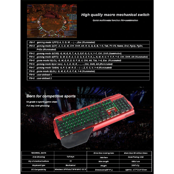 Meetion MT-MK20 Mechanical Keyboard Gray-3029
