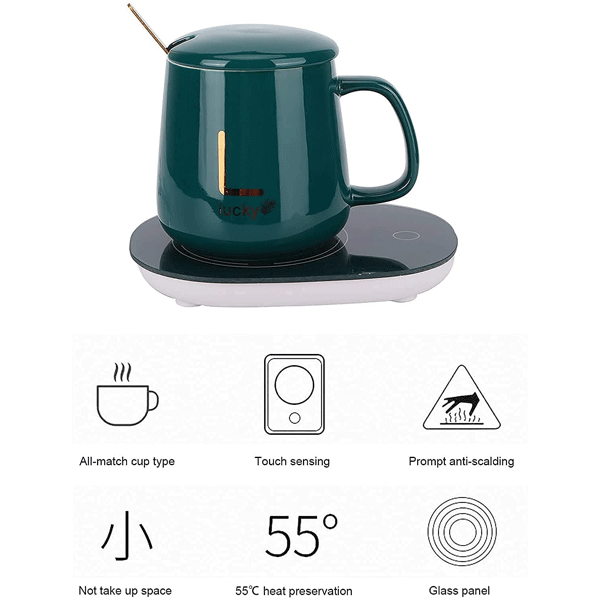 Mug Warmer Coffee Warmer Keep Temperature 55 Degrees Celsius For  Office/home Include Mug Spoon