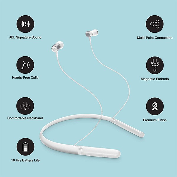 JBL Live 200BT Wireless In Ear Neckband Headphone,White-3177