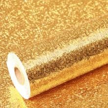 5 m Self Adhesive Kitchen Use Waterproof And Oil Proof Aluminum Foil Wrapping Paper, Gold