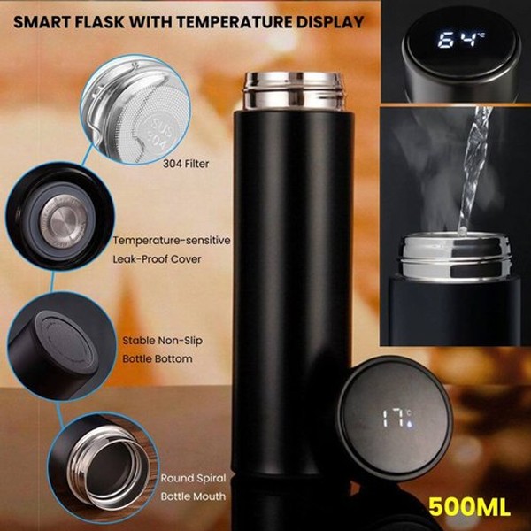 Stainless Steel Smart Flask With Temperature Display