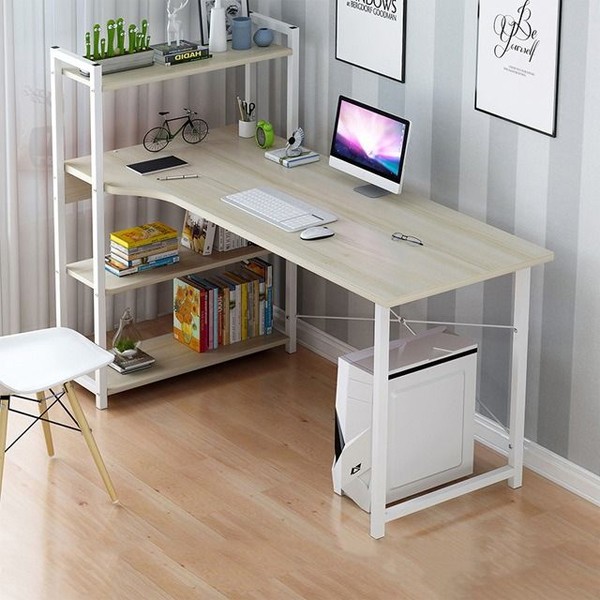 Home Sturdy Desk Laptop Desktop with shelves Variety Brown GM549-12-bi