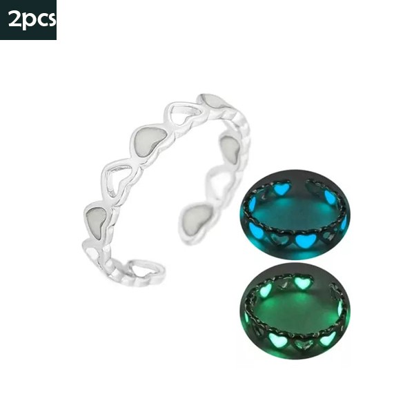 Signature Collections Glow In Dark Luminous adjustable Rings 2Pcs